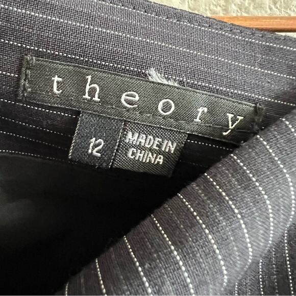 Theory Career Skirt Pinstripe Wool Blend Professional Work Career 12 - Picture 3 of 6